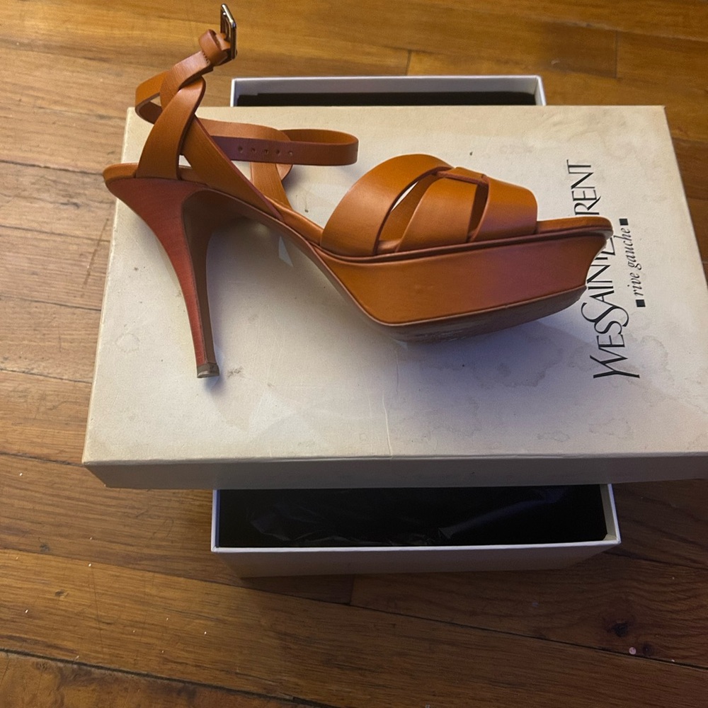 Yves Saint Laurent Women's Strappy Orange Heels
